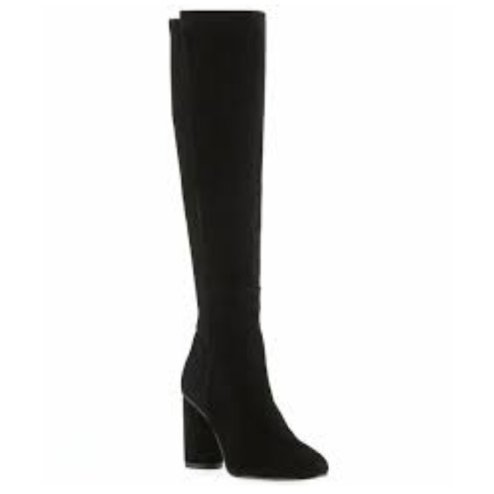 Stuart Weitzman Eloise Black Suede Knee High Tall Rounded Heel Boots A412291 9